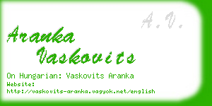 aranka vaskovits business card